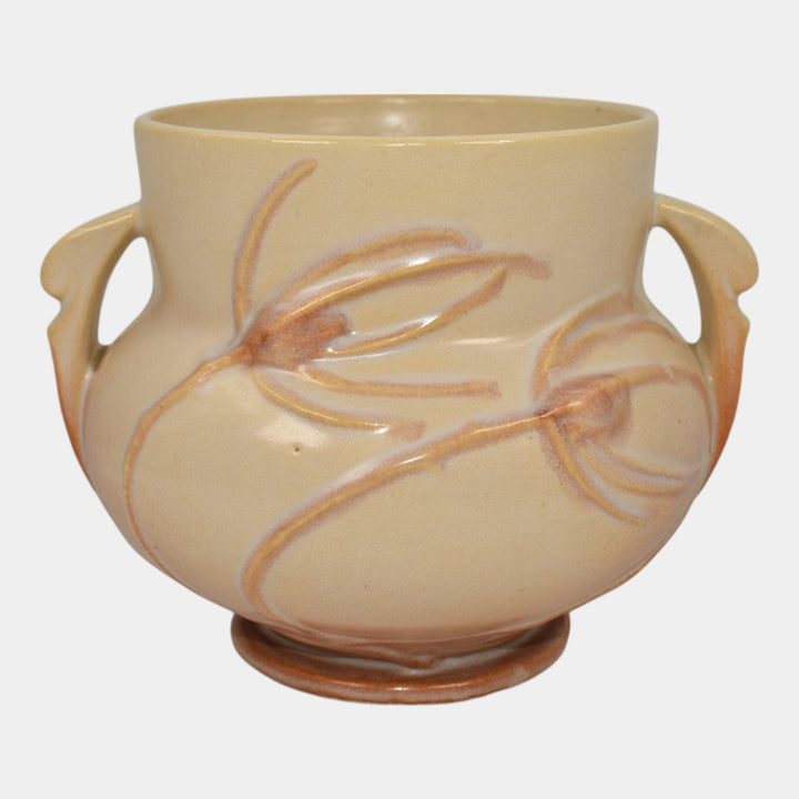 Roseville Teasel Ivory Pink 1938 Vintage Art Pottery Jardiniere Planter 644-4 - Just Art Pottery