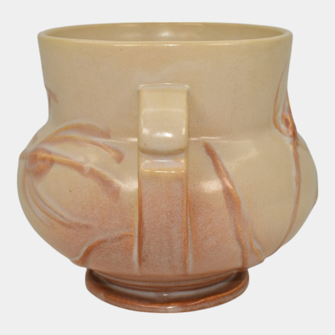 Roseville Teasel Ivory Pink 1938 Vintage Art Pottery Jardiniere Planter 644-4 - Just Art Pottery