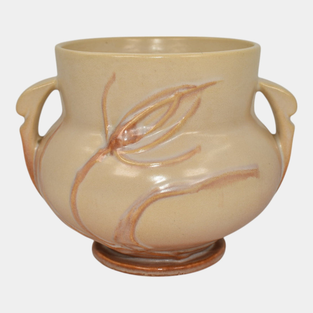 Roseville Teasel Ivory Pink 1938 Vintage Art Pottery Jardiniere Planter 644-4 - Just Art Pottery