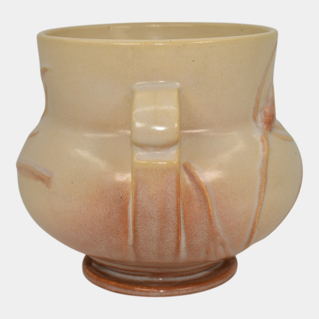 Roseville Teasel Ivory Pink 1938 Vintage Art Pottery Jardiniere Planter 644-4 - Just Art Pottery