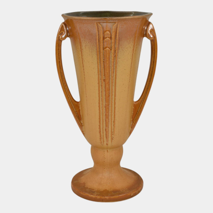Roseville Russco Orange 1934 Vintage Art Deco Pottery Ceramic Vase 696-8 - Just Art Pottery