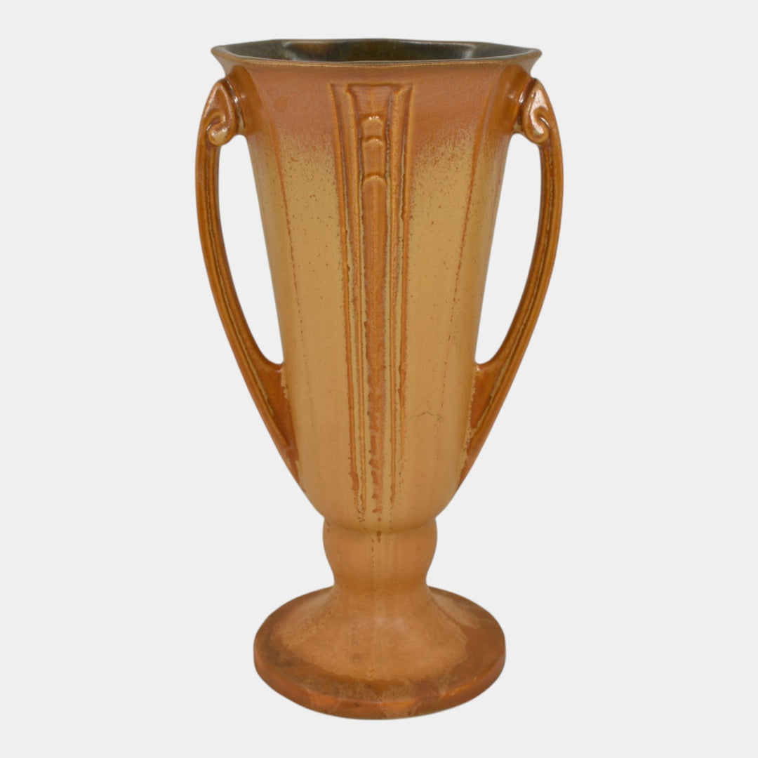 Roseville Russco Orange 1934 Vintage Art Deco Pottery Ceramic Vase 696-8 - Just Art Pottery