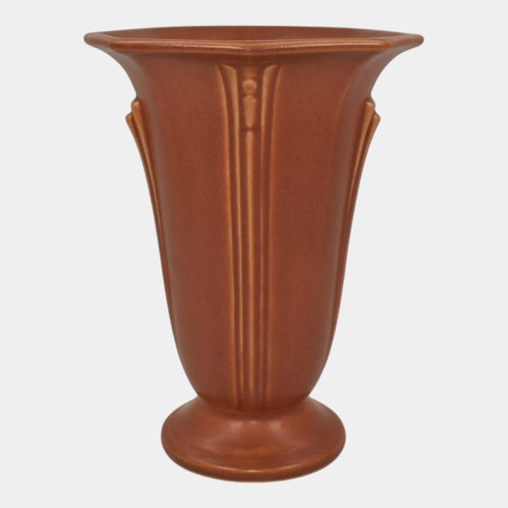 Roseville Russco Russet 1934 Vintage Art Deco Pottery Flared Rim Vase 694-7