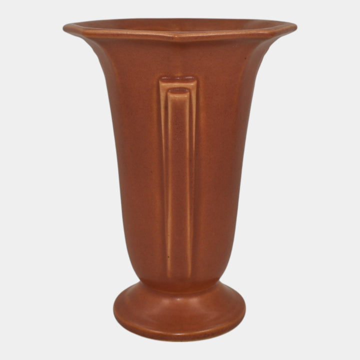 Roseville Russco Russet 1934 Vintage Art Deco Pottery Flared Rim Vase 694-7