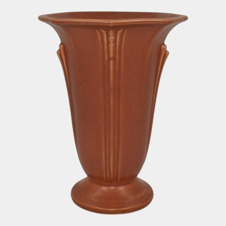 Roseville Russco Russet 1934 Vintage Art Deco Pottery Flared Rim Vase 694-7