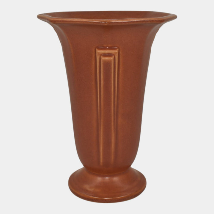 Roseville Russco Russet 1934 Vintage Art Deco Pottery Flared Rim Vase 694-7