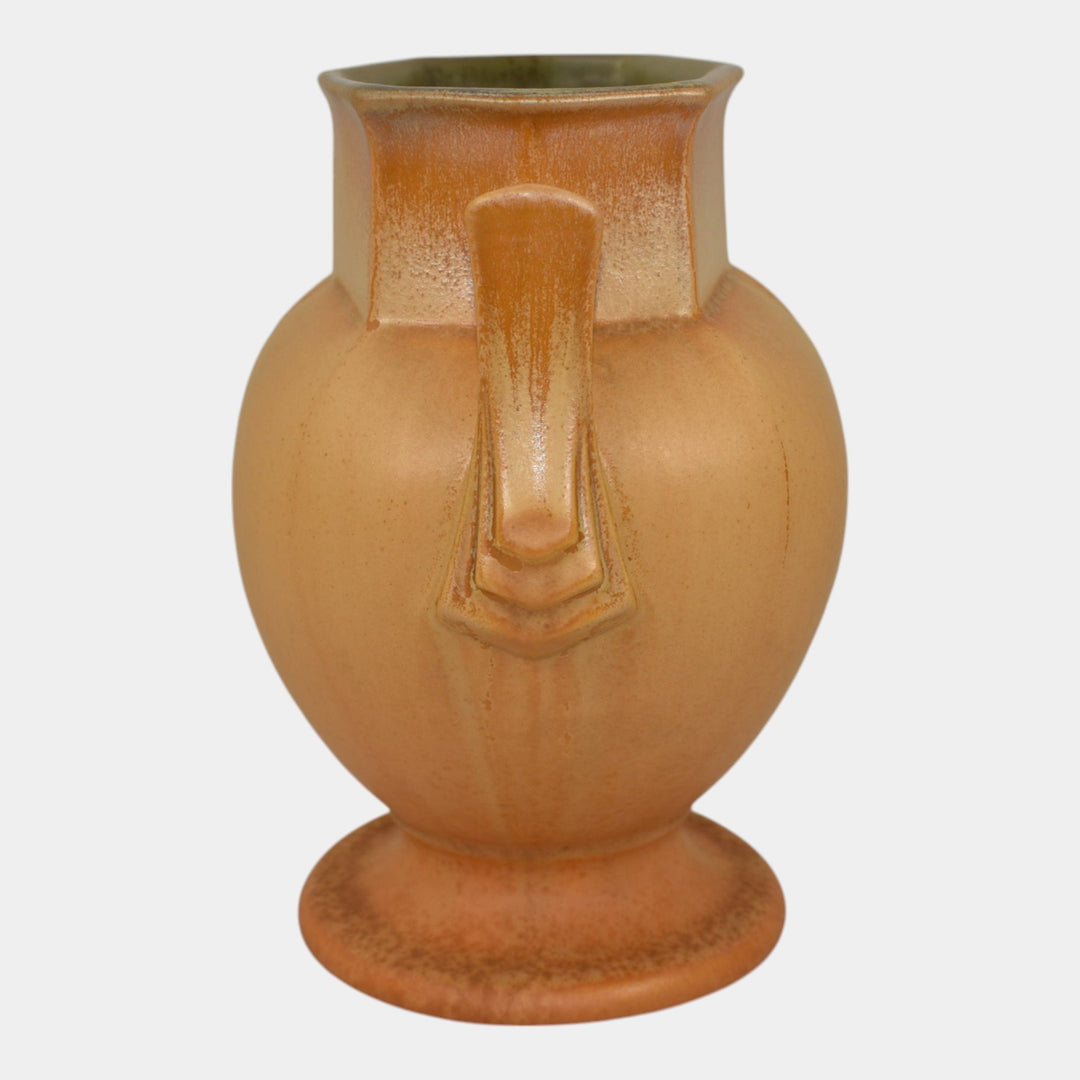 Roseville Russco Orange Gold 1934 Vintage Art Deco Pottery Ceramic Vase 108-6 - Just Art Pottery
