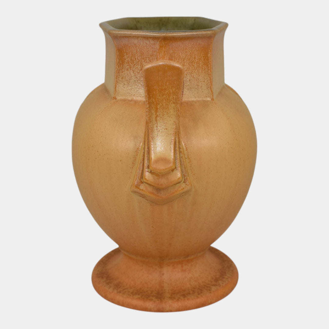 Roseville Russco Orange Gold 1934 Vintage Art Deco Pottery Ceramic Vase 108-6 - Just Art Pottery