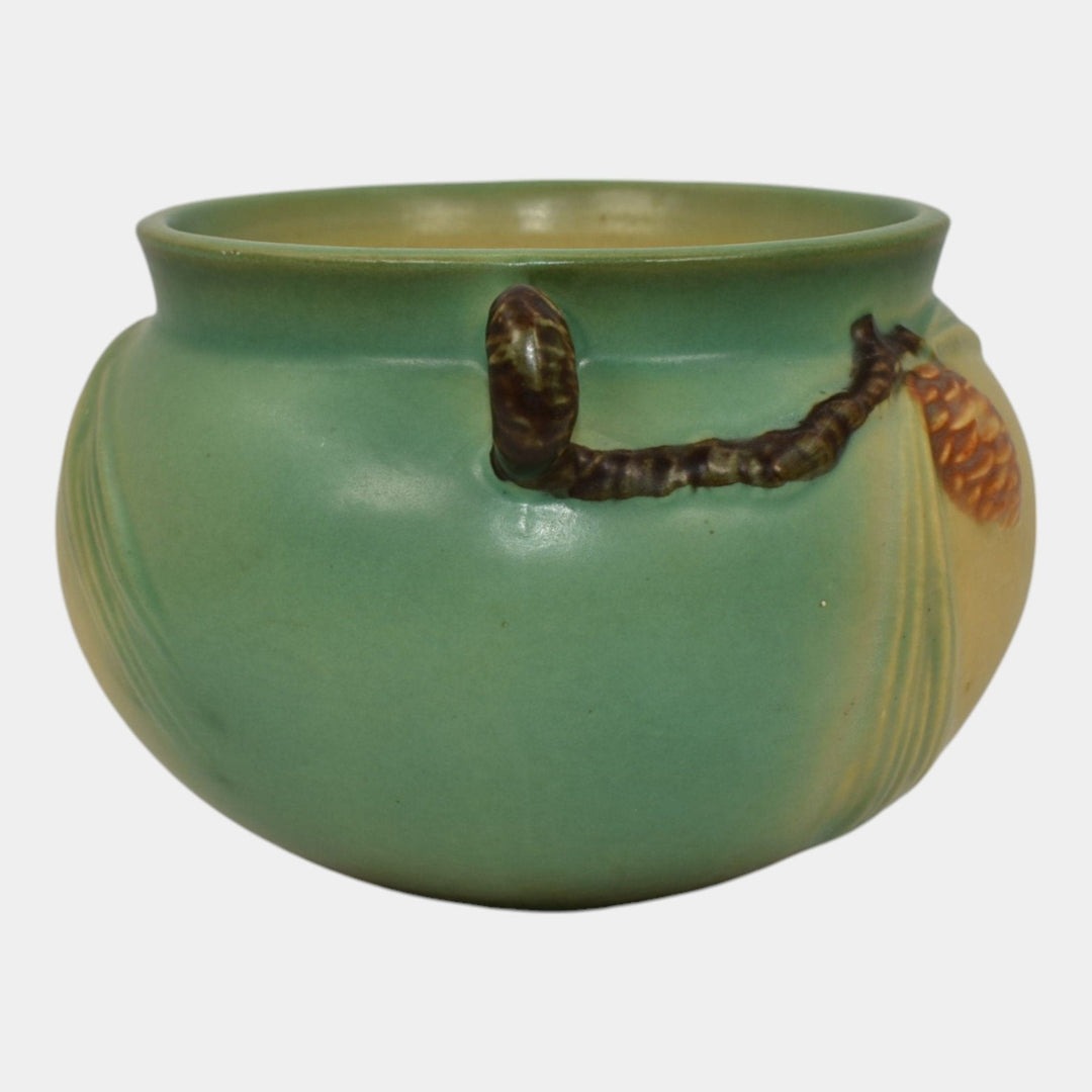 Roseville Pine Cone Green 1953 Vintage Art Pottery Jardiniere Planter 400-4