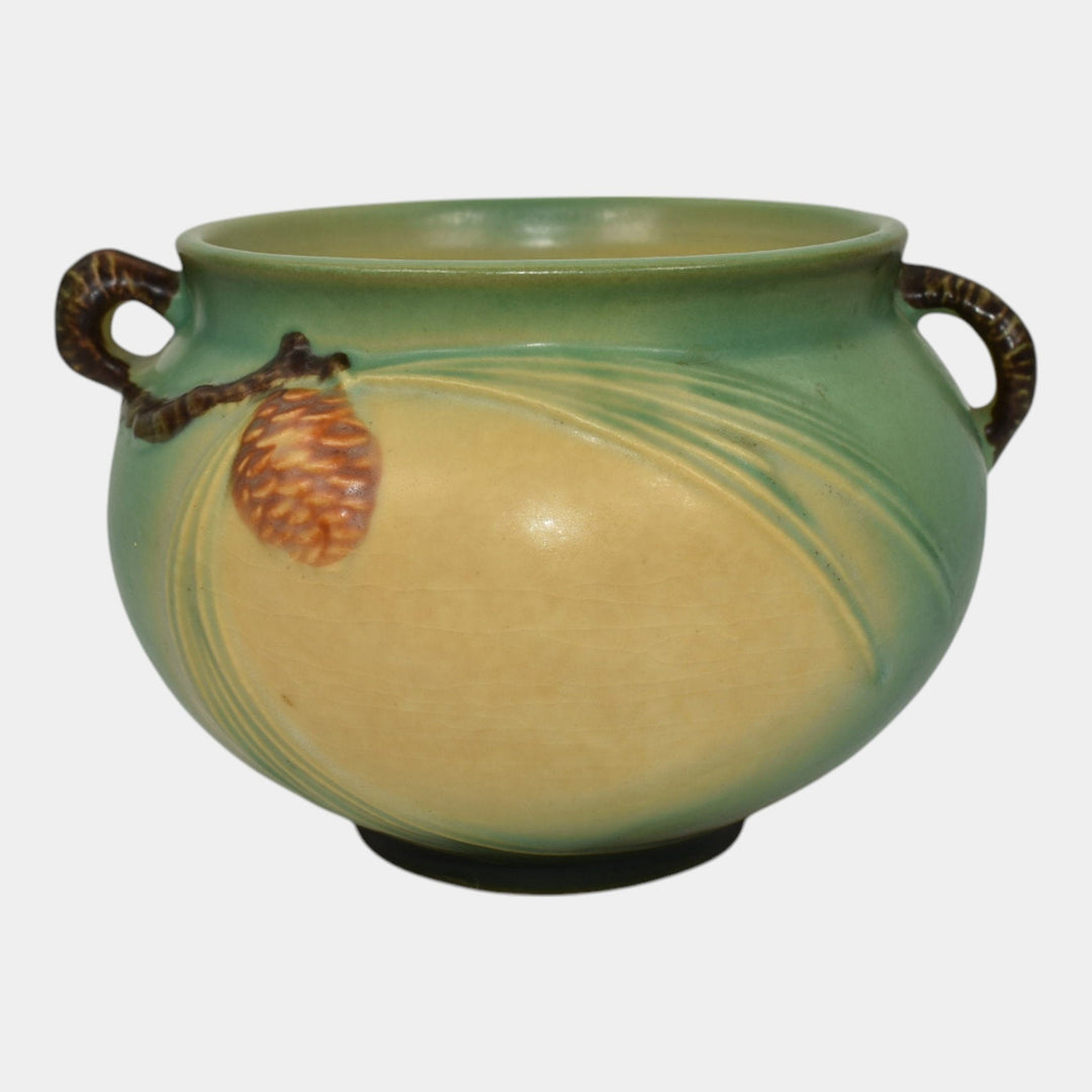 Roseville Pine Cone Green 1953 Vintage Art Pottery Jardiniere Planter 400-4