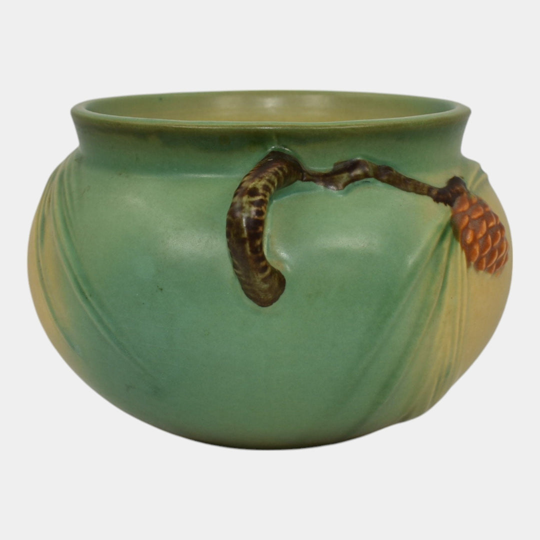 Roseville Pine Cone Green 1953 Vintage Art Pottery Jardiniere Planter 400-4