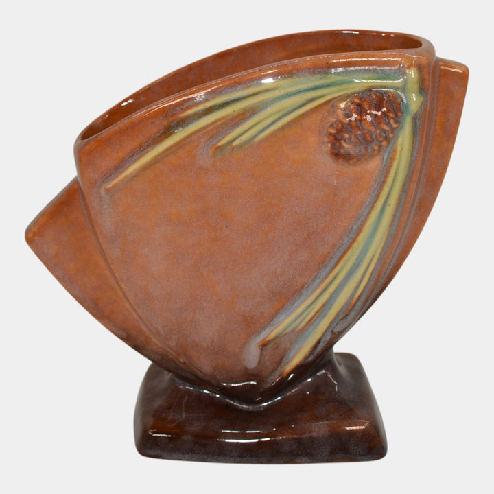 Roseville Wincraft Orange 1948 Mid Century Modern Pottery Pine Cone Vase 272-6