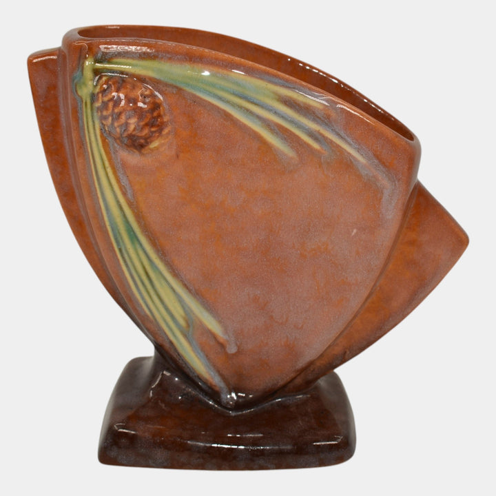 Roseville Wincraft Orange 1948 Mid Century Modern Pottery Pine Cone Vase 272-6