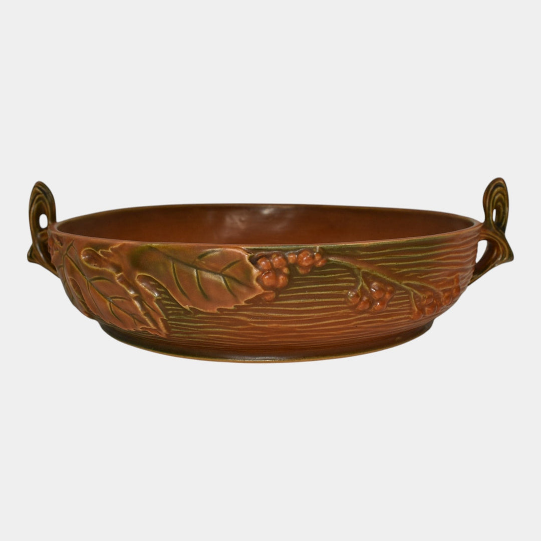 Roseville Bushberry Russet 1941 Vintage Art Pottery Ceramic Console Bowl 415-10 - Just Art Pottery