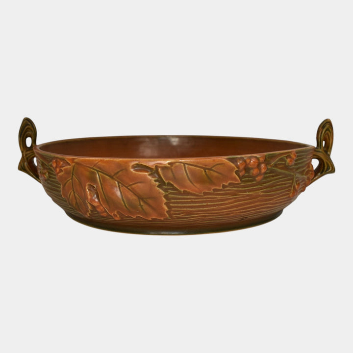 Roseville Bushberry Russet 1941 Vintage Art Pottery Ceramic Console Bowl 415-10 - Just Art Pottery