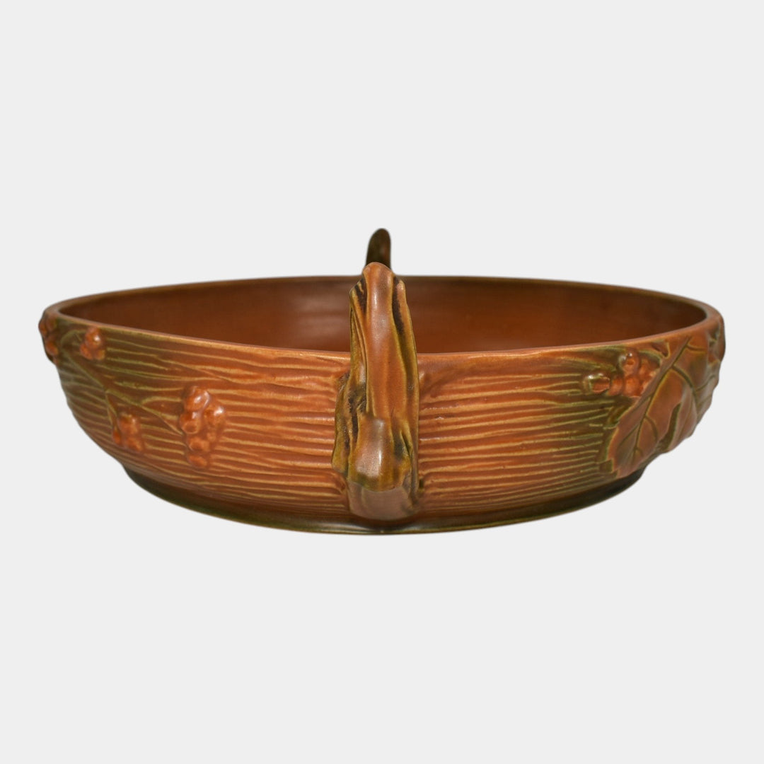 Roseville Bushberry Russet 1941 Vintage Art Pottery Ceramic Console Bowl 415-10 - Just Art Pottery