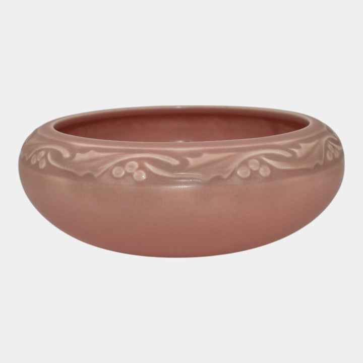 Rookwood 1927 Vintage Art Deco Pottery Green Over Pink Leaf Band Bowl 2153