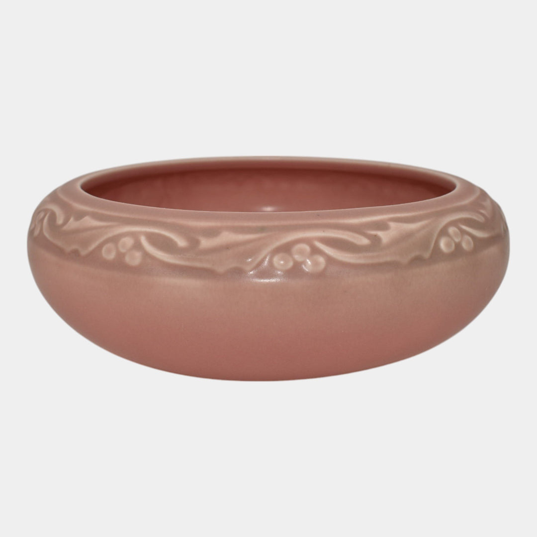 Rookwood 1927 Vintage Art Deco Pottery Green Over Pink Leaf Band Bowl 2153
