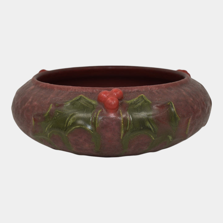 Ephraim Faience 2012 Hand Made Pottery Red Holly Glad Tidings Ceramic Bowl