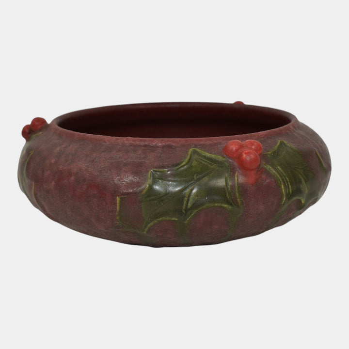 Ephraim Faience 2012 Hand Made Pottery Red Holly Glad Tidings Ceramic Bowl