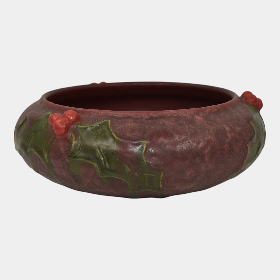 Ephraim Faience 2012 Hand Made Pottery Red Holly Glad Tidings Ceramic Bowl