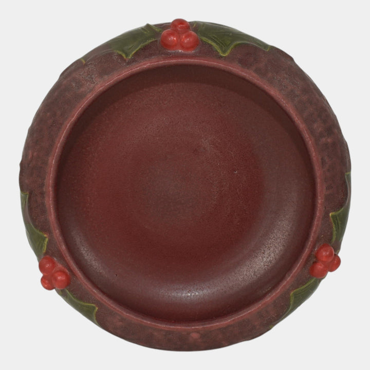 Ephraim Faience 2012 Hand Made Pottery Red Holly Glad Tidings Ceramic Bowl