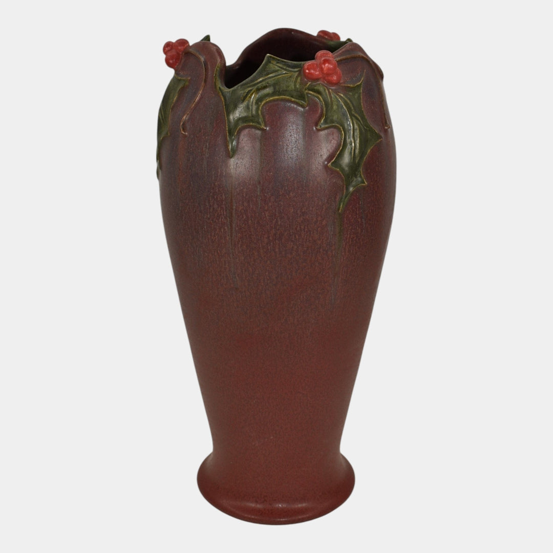 Ephraim Faience 2012 Hand Made Pottery Red Holly Glad Tidings Ceramic Vase