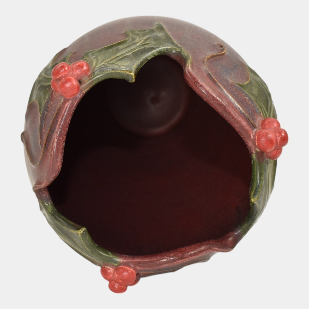 Ephraim Faience 2012 Hand Made Pottery Red Holly Glad Tidings Ceramic Vase