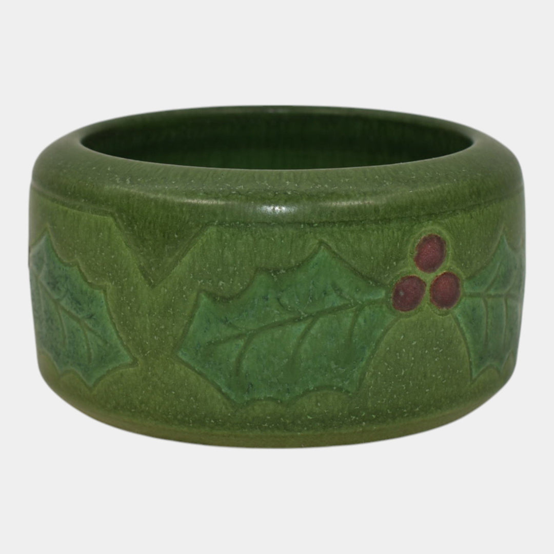 Ephraim Faience 2017 Experimental Hand Made Pottery Green Holly Cabinet Bowl