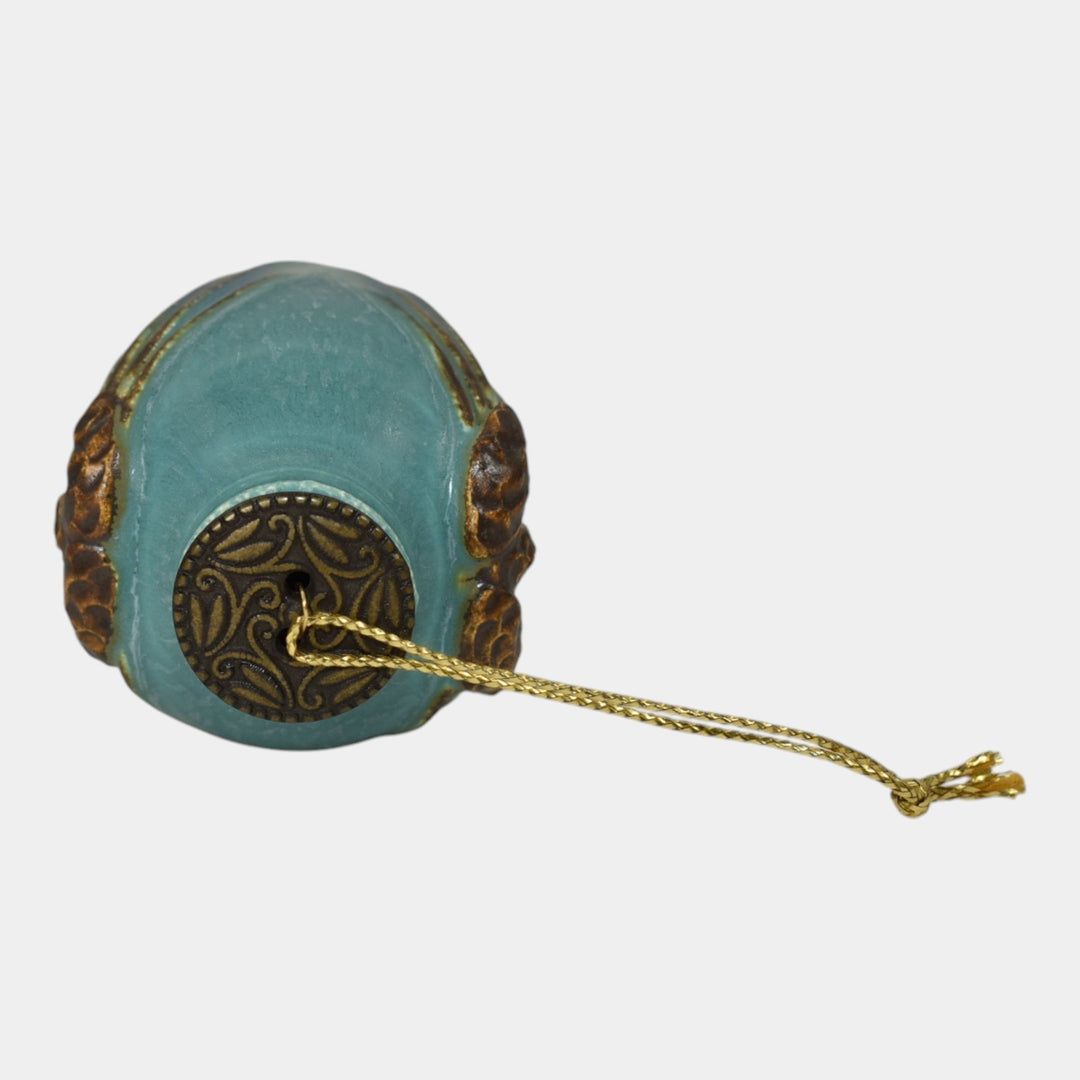 Ephraim Faience Hand Made Pottery Blue Pine Cone Ceramic Ornament - Just Art Pottery