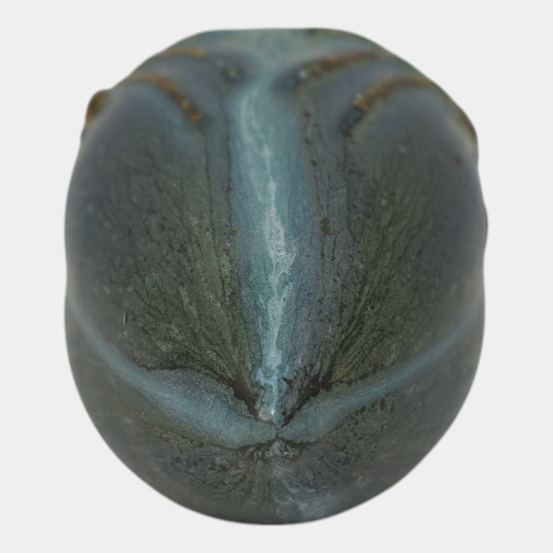 Ephraim Faience Hand Made Pottery Blue Pine Cone Ceramic Ornament - Just Art Pottery