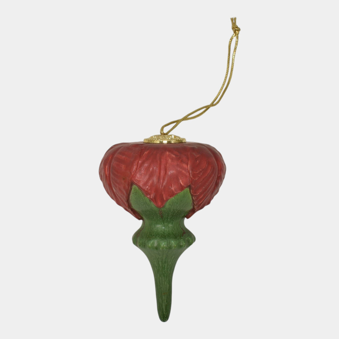 Ephraim Faience 2020 Pottery Green Red Wild Poinsettia Christmas Ornament N08