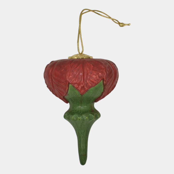 Ephraim Faience 2020 Pottery Green Red Wild Poinsettia Christmas Ornament N08