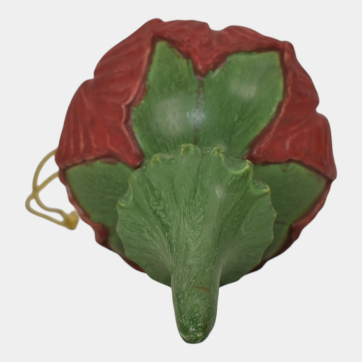 Ephraim Faience 2020 Pottery Green Red Wild Poinsettia Christmas Ornament N08