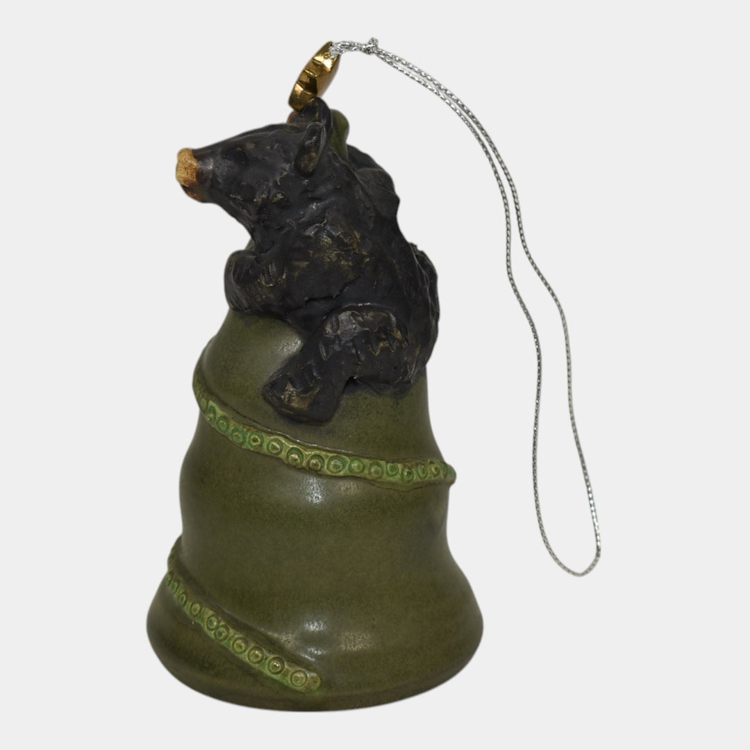 Ephraim Faience 2021 Pottery Green Trimmin’ The Tree Bear Christmas Ornament P17