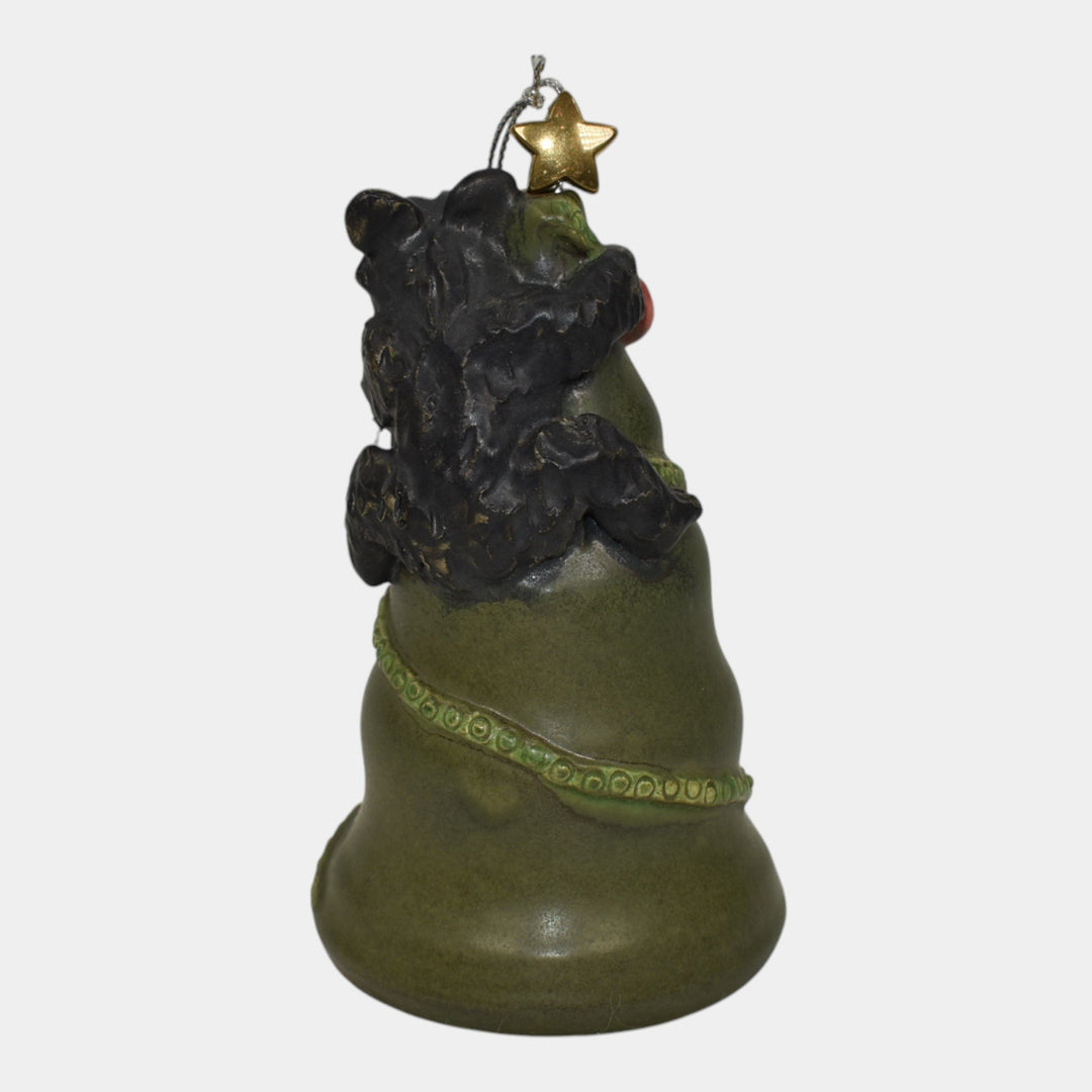 Ephraim Faience 2021 Pottery Green Trimmin’ The Tree Bear Christmas Ornament P17