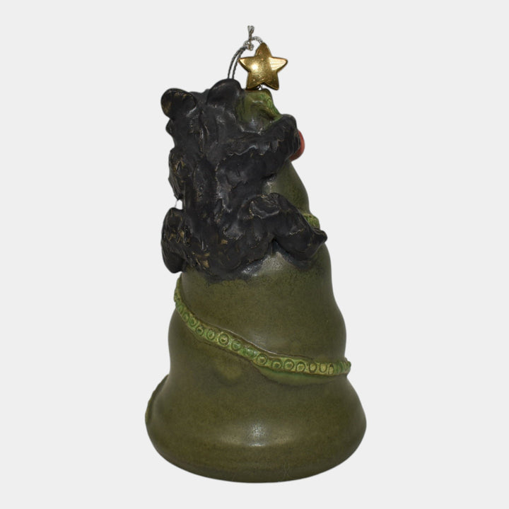 Ephraim Faience 2021 Pottery Green Trimmin’ The Tree Bear Christmas Ornament P17