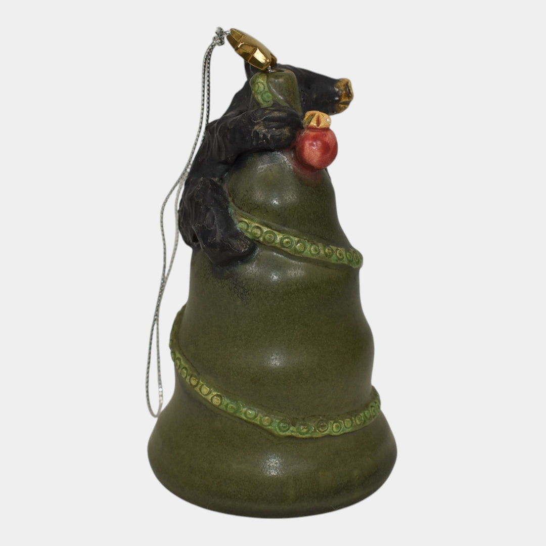 Ephraim Faience 2021 Pottery Green Trimmin’ The Tree Bear Christmas Ornament P17