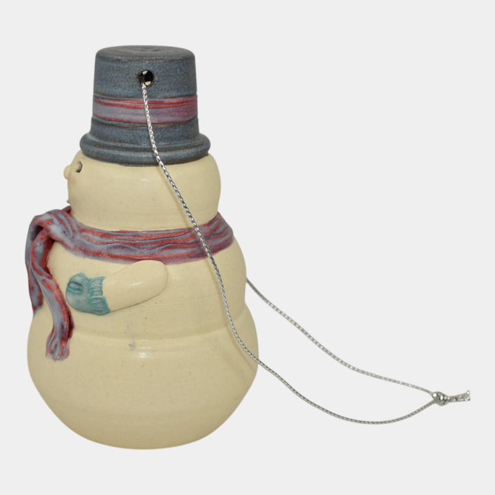 Ephraim Faience 2023 Pottery Snow Nice To See You Snowman Christmas Ornament R14 - Just Art Pottery