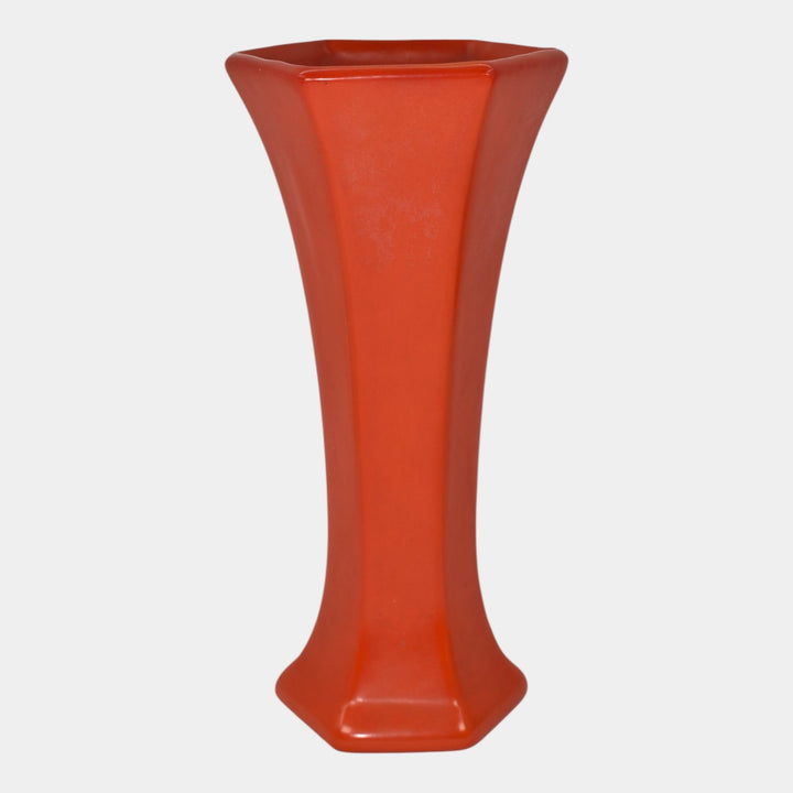 Weller Chengtu 1920s Vintage Art Deco Pottery Orange Lava Red Ceramic Vase