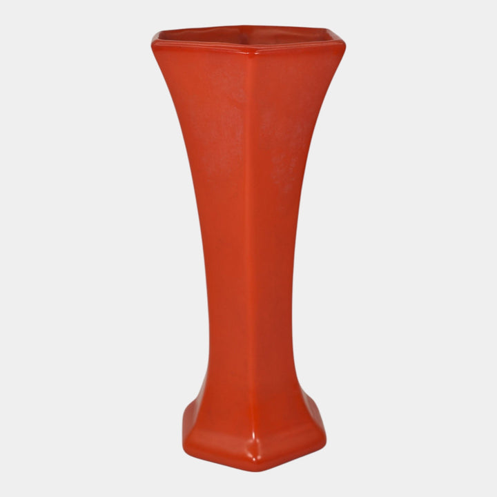 Weller Chengtu 1920s Vintage Art Deco Pottery Orange Lava Red Ceramic Vase