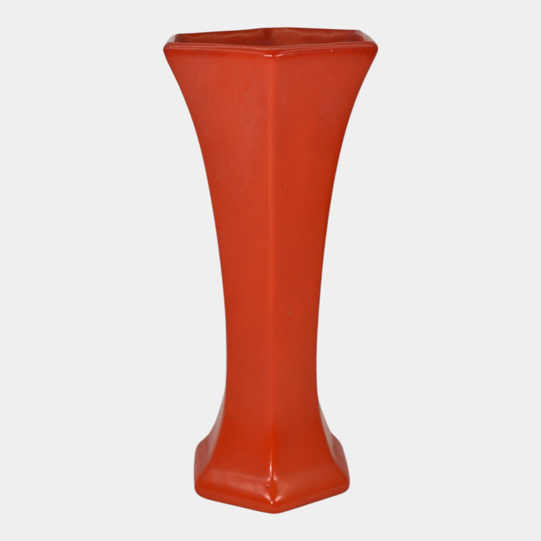 Weller Chengtu 1920s Vintage Art Deco Pottery Orange Lava Red Ceramic Vase