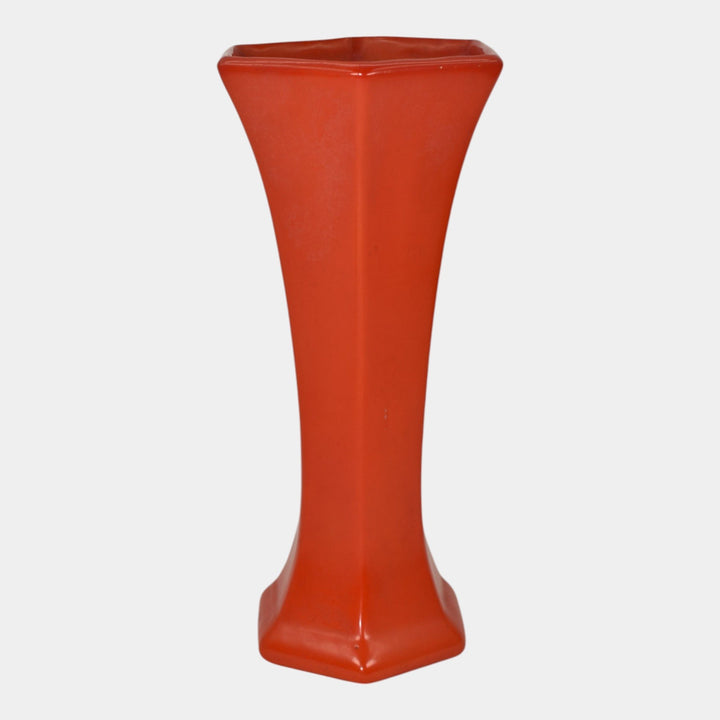 Weller Chengtu 1920s Vintage Art Deco Pottery Orange Lava Red Ceramic Vase
