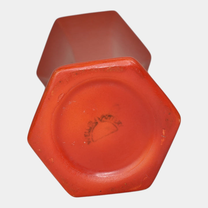 Weller Chengtu 1920s Vintage Art Deco Pottery Orange Lava Red Ceramic Vase