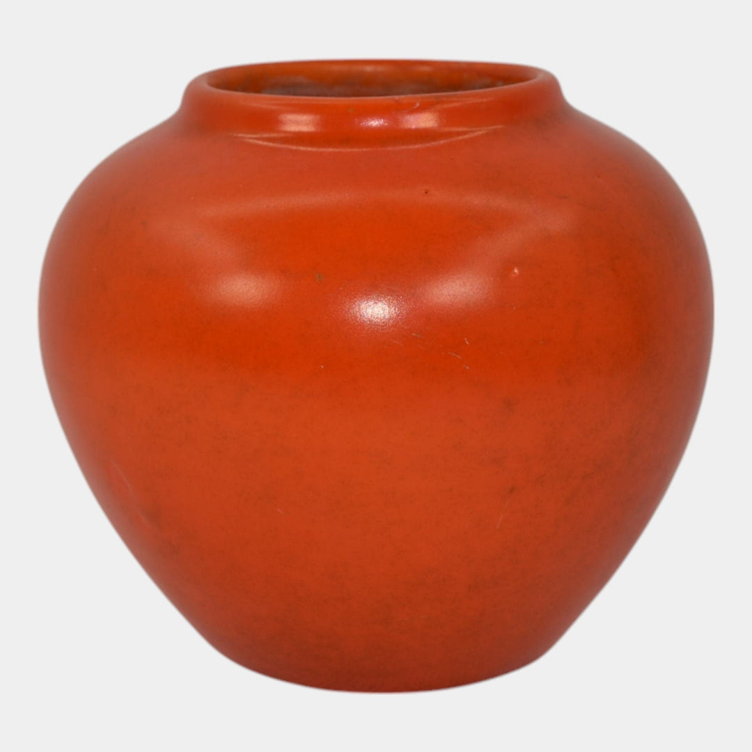 Weller Blo Red 1920s Vintage Art Deco Pottery Bright Lava Red Ceramic Vase