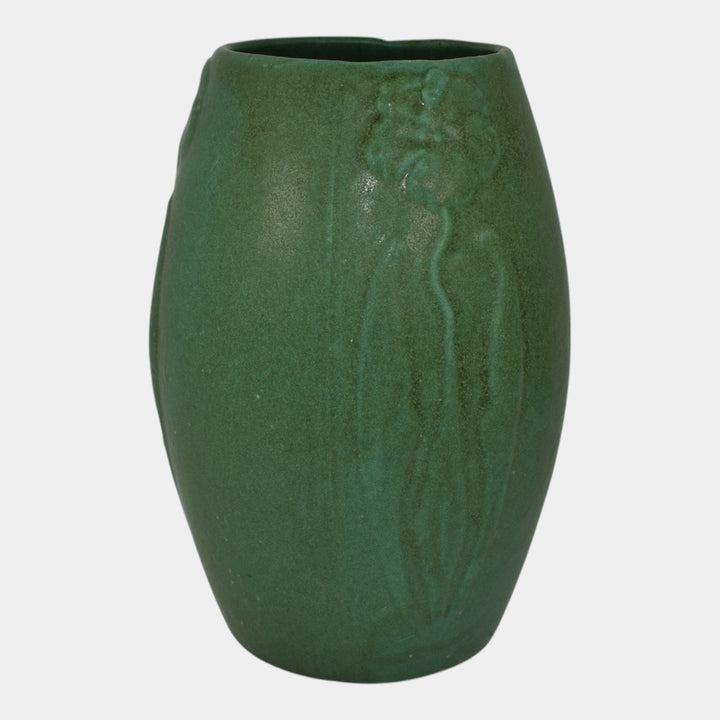 Zanesville Stoneware 1930s Vintage Arts And Craft Pottery Green Ceramic Vase 101