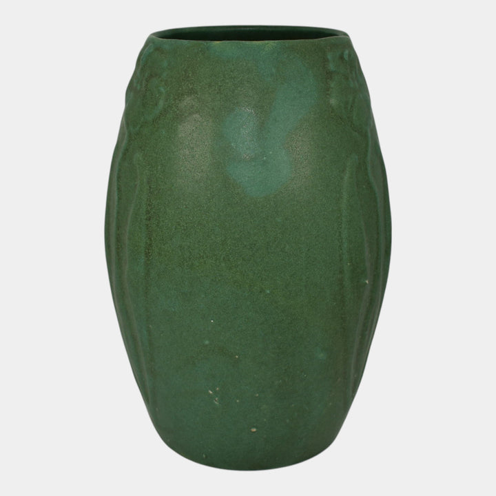 Zanesville Stoneware 1930s Vintage Arts And Craft Pottery Green Ceramic Vase 101