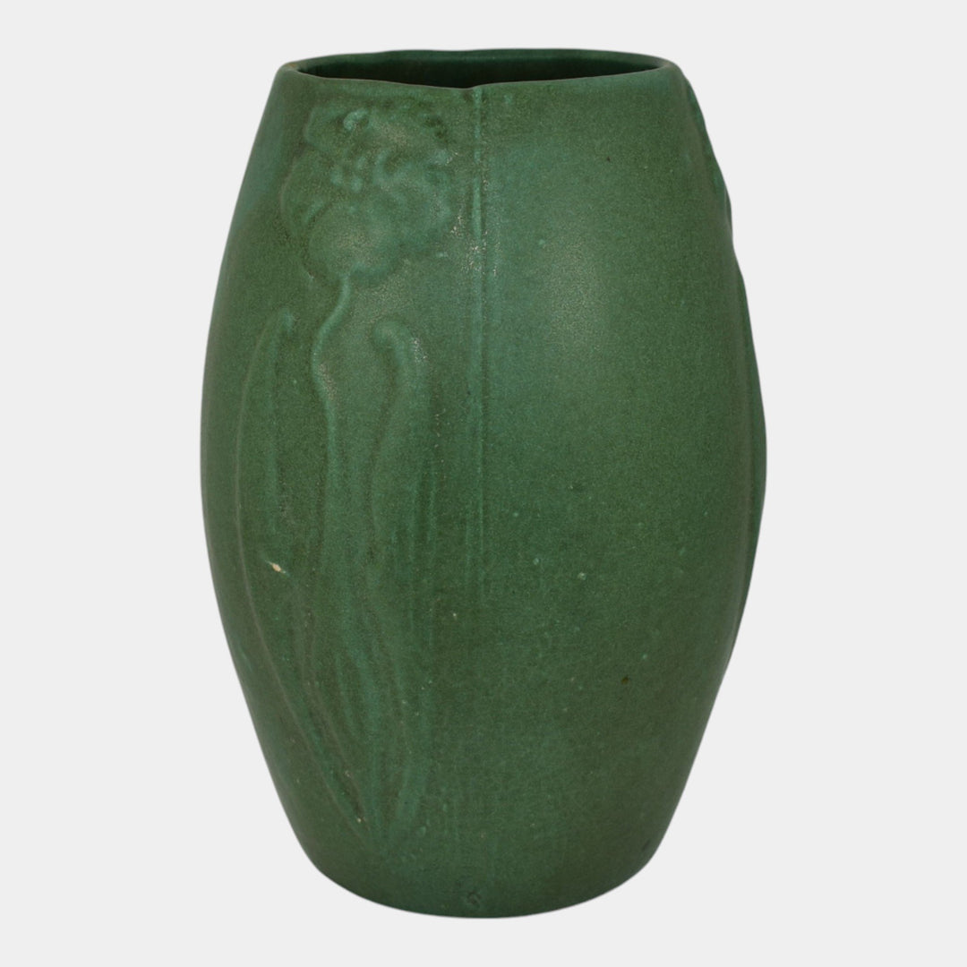 Zanesville Stoneware 1930s Vintage Arts And Craft Pottery Green Ceramic Vase 101