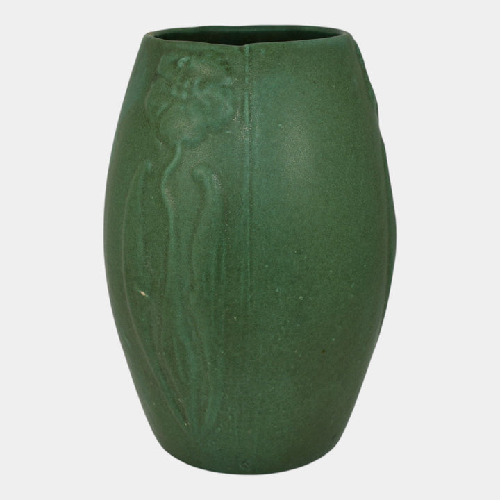 Zanesville Stoneware 1930s Vintage Arts And Craft Pottery Green Ceramic Vase 101