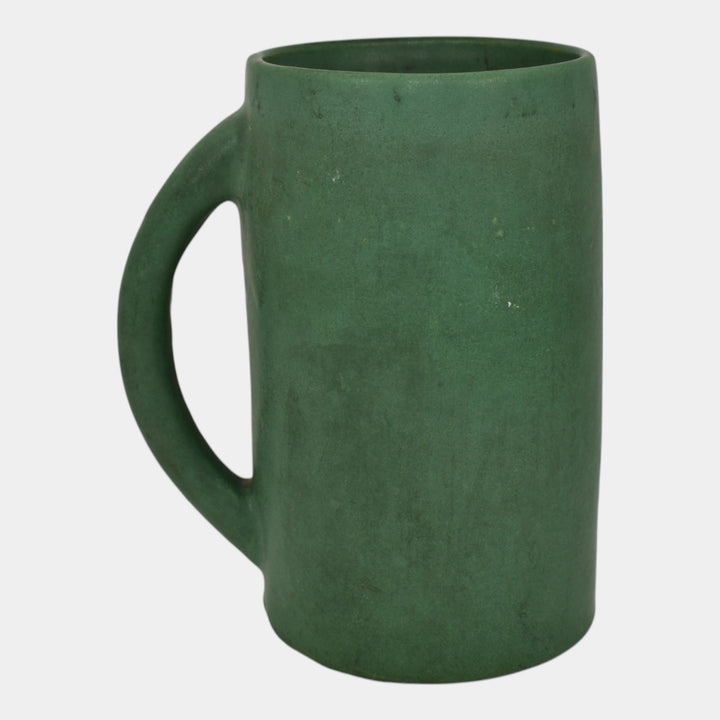 Zanesville Stoneware 1930s Vintage Arts And Craft Pottery Green Ceramic Mug